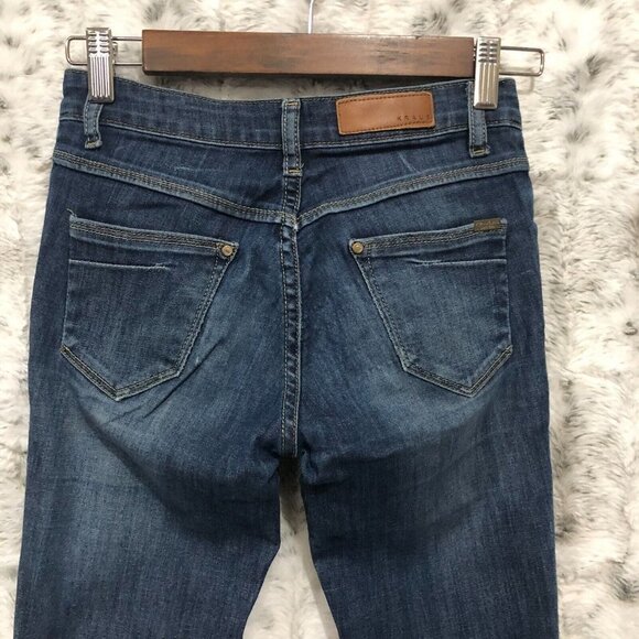 Kraus Jeans Women’s Size 28 Blue Med Wash Skinny Leg Distressed Denim Stretch - Picture 4 of 9